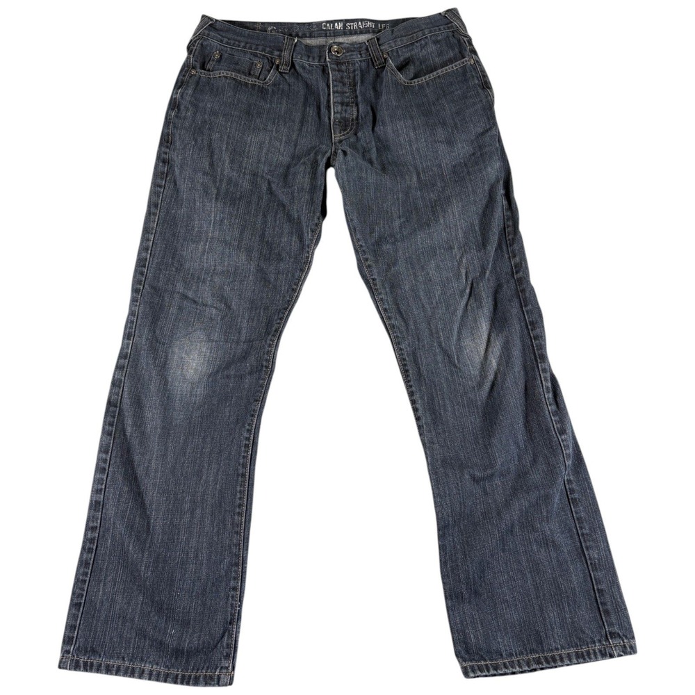 Guess Calan Straight Leg Jeans Men's 36x30 Blue Good Distressed Western Straight